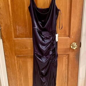 Windsor blue Ruched Cowl Neck Midi Dress